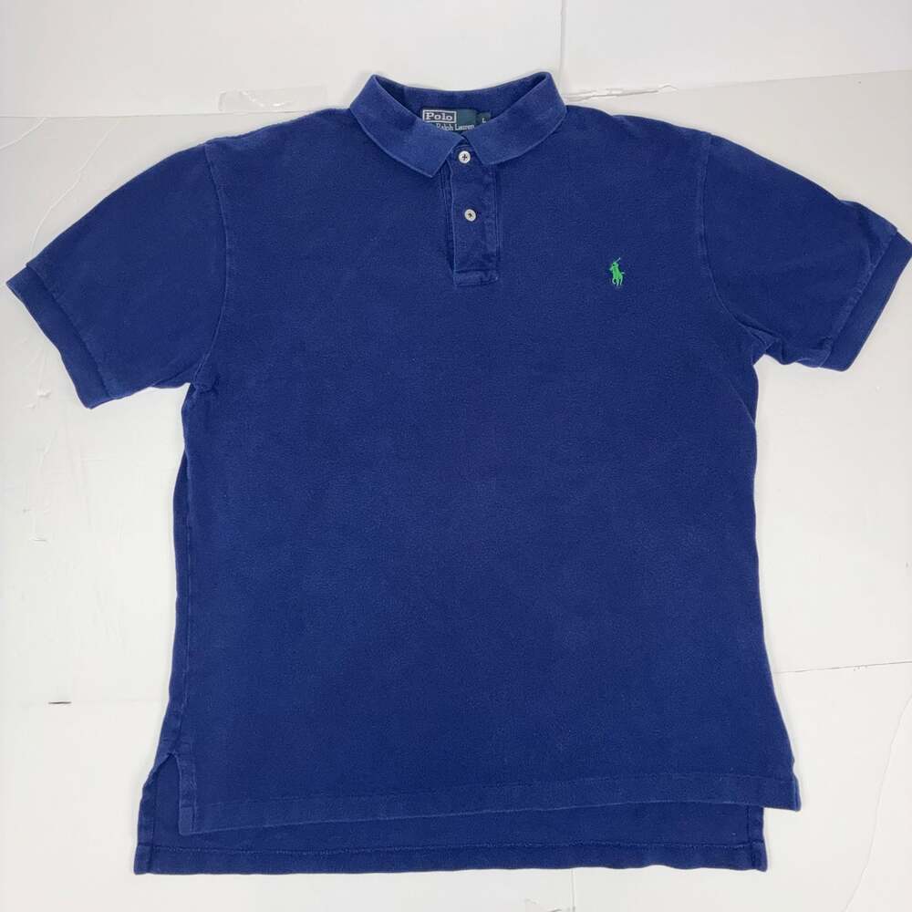 Polo Ralph Lauren Men's Blue Cotton Short Sleeve Classic Fit Polo Shirt L